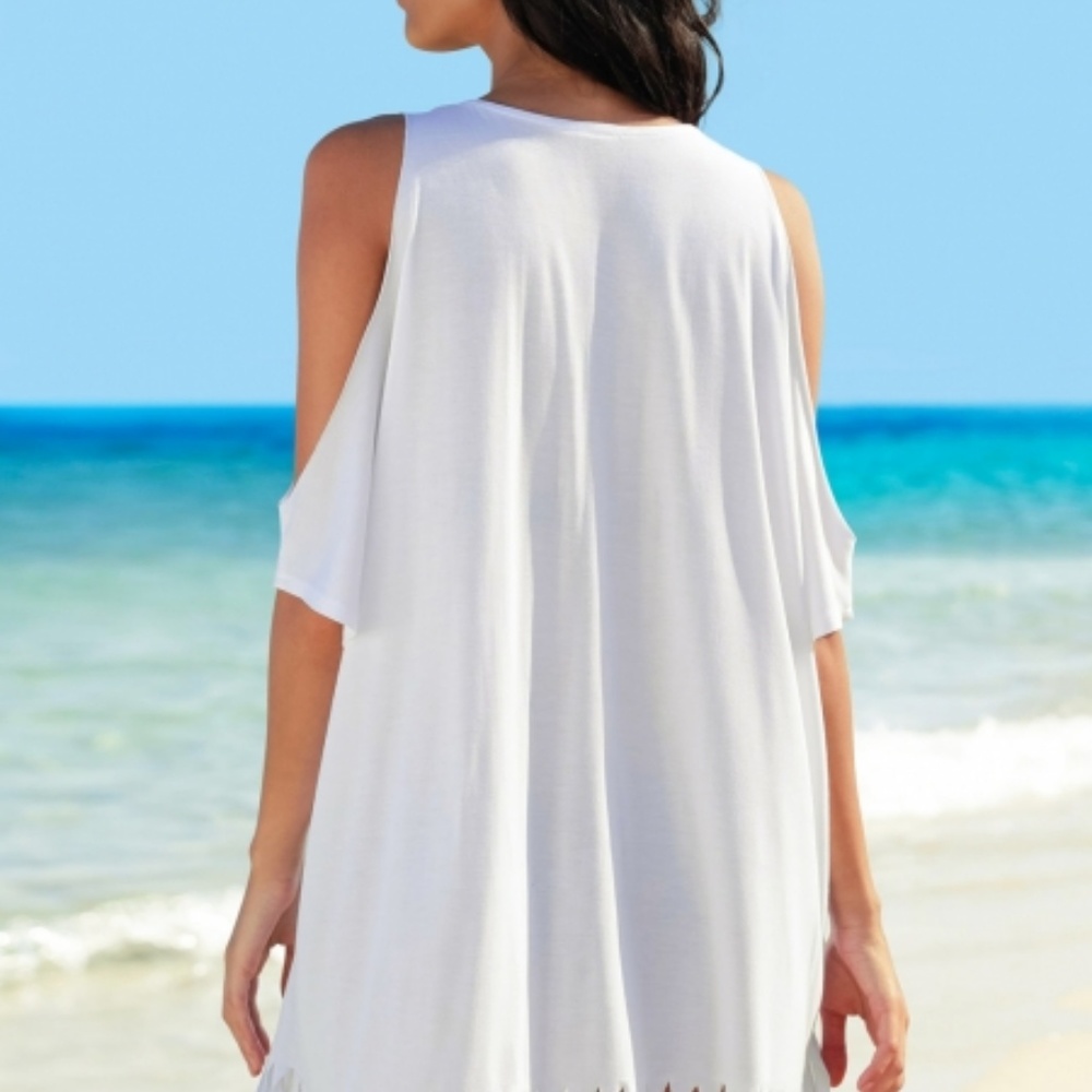 🍁White Loose Fit Take me to the BEACH Cover up - Picture 2 of 8